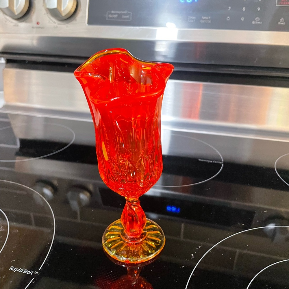 Fenton Glass Vase Epic Petal Persimmon